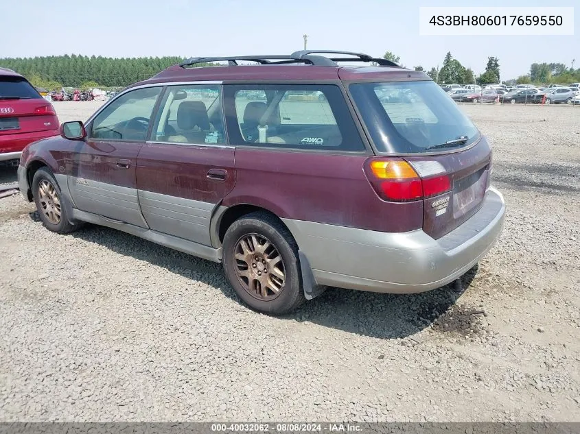 2001 Subaru Outback H6-3.0 VIN: 4S3BH806017659550 Lot: 40032062