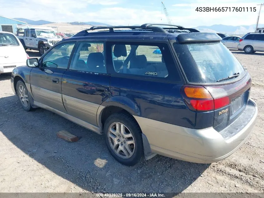 2001 Subaru Outback VIN: 4S3BH665717601115 Lot: 40339325