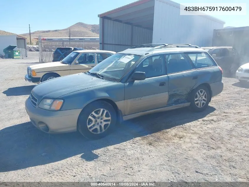 2001 Subaru Outback VIN: 4S3BH675917600479 Lot: 40548614