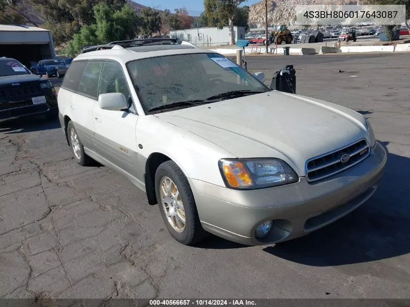 2001 Subaru Outback H6-3.0 VIN: 4S3BH806017643087 Lot: 40566657