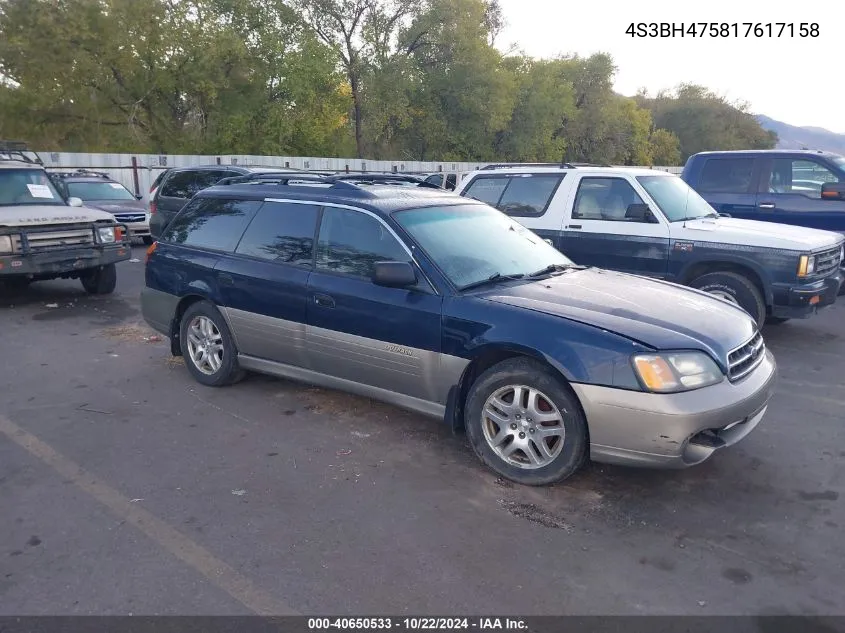 2001 Subaru Outback VIN: 4S3BH475817617158 Lot: 40650533