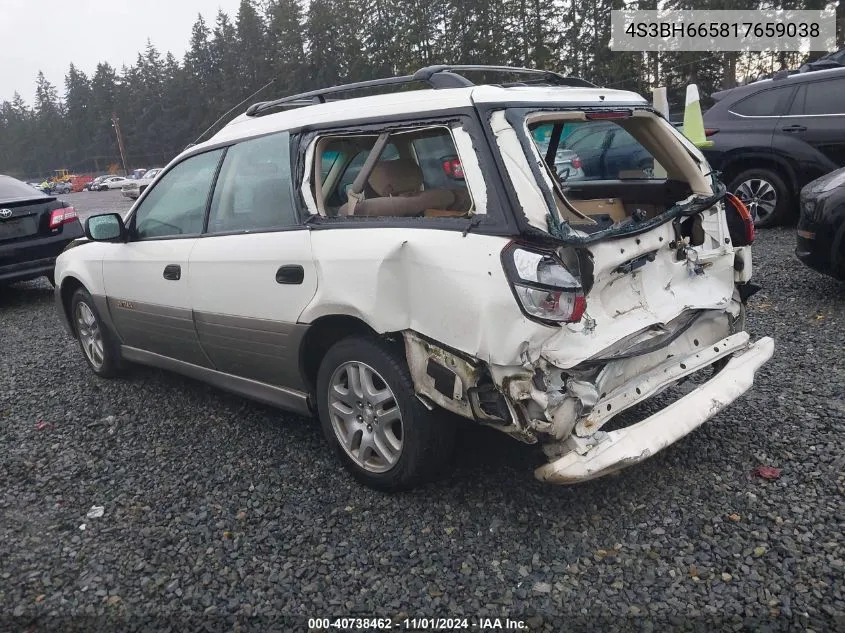 2001 Subaru Outback VIN: 4S3BH665817659038 Lot: 40738462