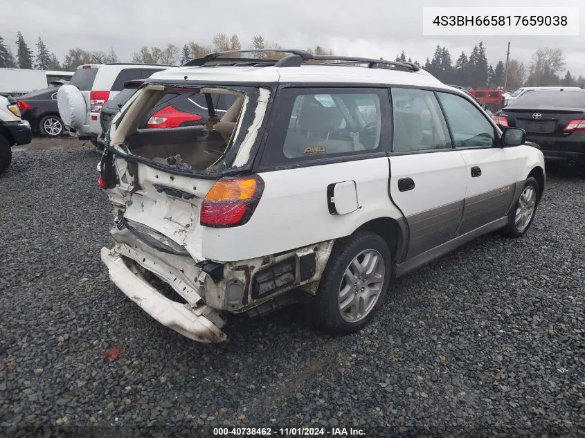 2001 Subaru Outback VIN: 4S3BH665817659038 Lot: 40738462