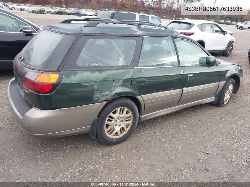 2001 Subaru Outback H6-3.0 VIN: 4S3BH806617633938 Lot: 40740366