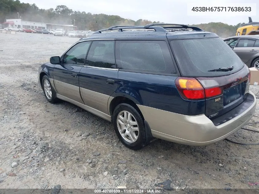 2001 Subaru Outback VIN: 4S3BH675717638633 Lot: 40780599