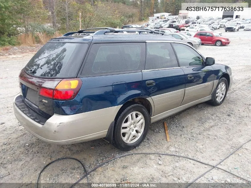 2001 Subaru Outback VIN: 4S3BH675717638633 Lot: 40780599