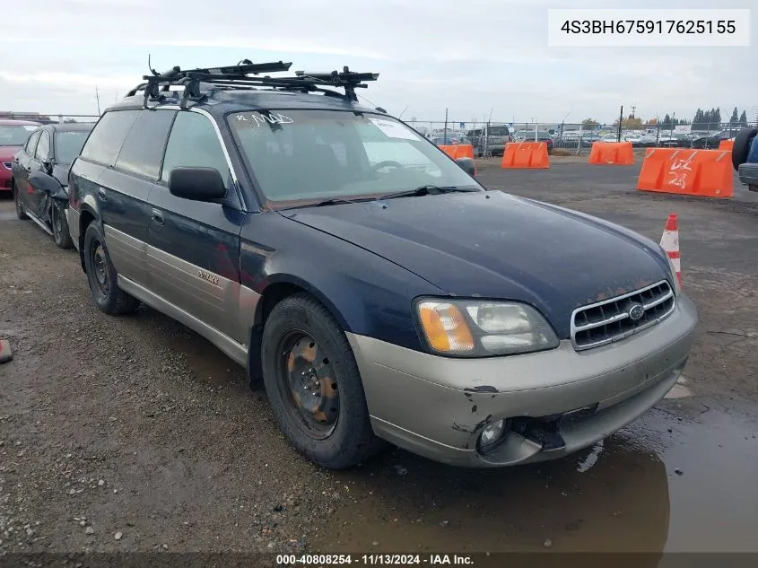 2001 Subaru Outback VIN: 4S3BH675917625155 Lot: 40808254