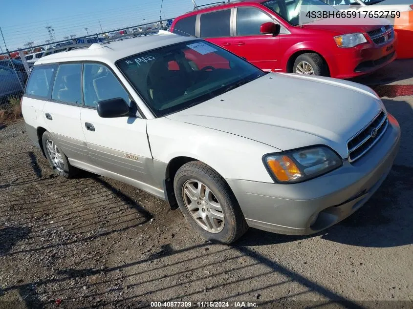 2001 Subaru Outback VIN: 4S3BH665917652759 Lot: 40877309