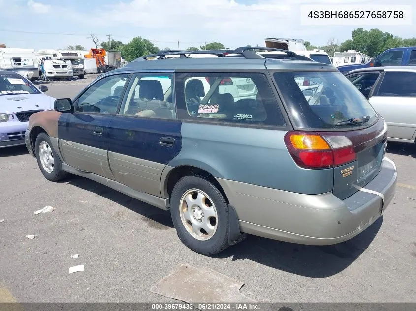 2002 Subaru Outback Limited VIN: 4S3BH686527658758 Lot: 39679432