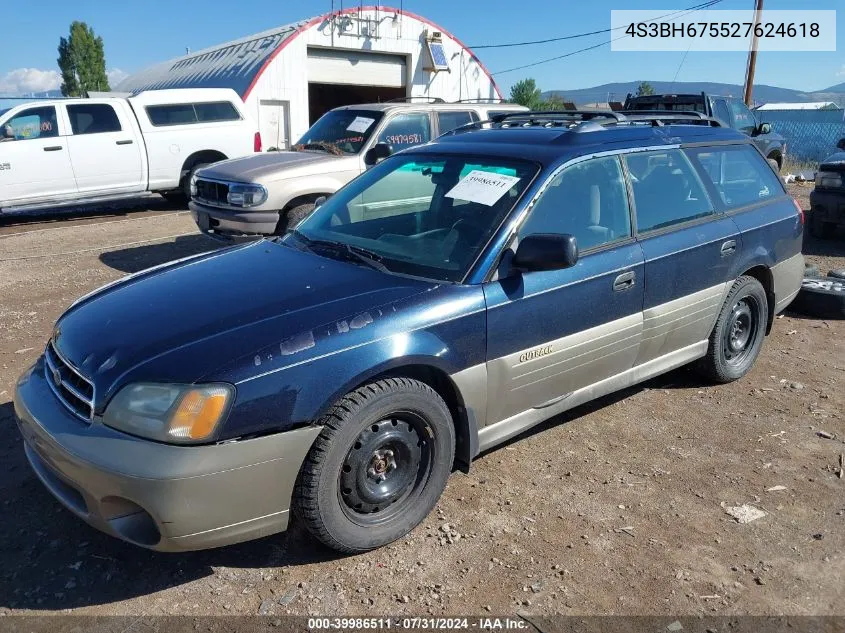 2002 Subaru Outback VIN: 4S3BH675527624618 Lot: 39986511