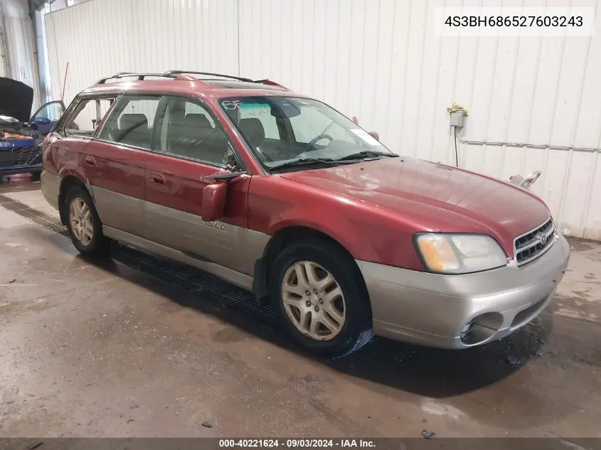 2002 Subaru Outback Limited VIN: 4S3BH686527603243 Lot: 40221624