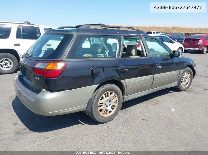 2002 Subaru Outback H6-3.0 L.l. Bean Edition VIN: 4S3BH806727647977 Lot: 40294920