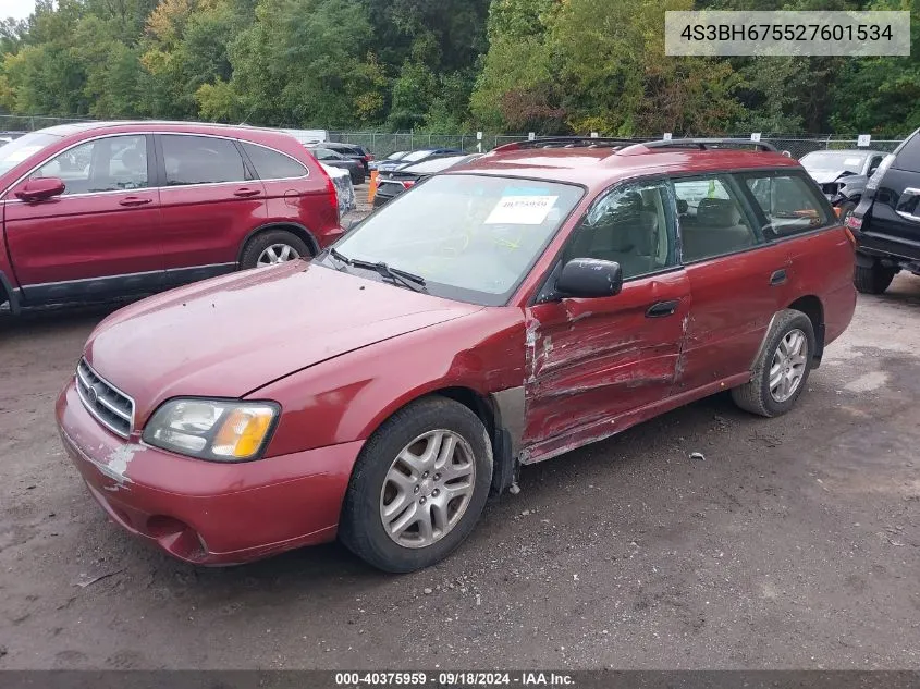 2002 Subaru Outback VIN: 4S3BH675527601534 Lot: 40375959