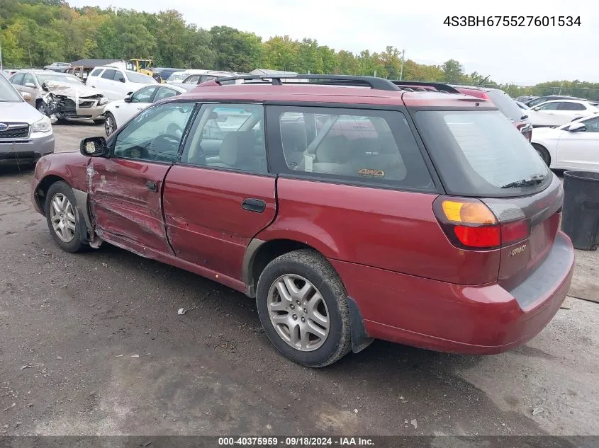 2002 Subaru Outback VIN: 4S3BH675527601534 Lot: 40375959