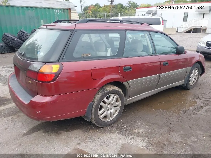 2002 Subaru Outback VIN: 4S3BH675527601534 Lot: 40375959