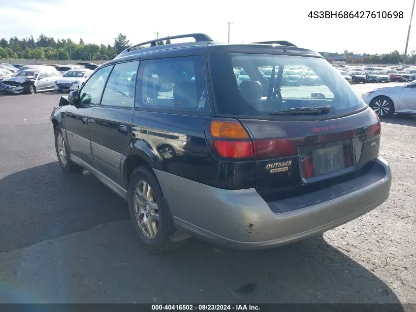 2002 Subaru Outback Limited VIN: 4S3BH686427610698 Lot: 40416502