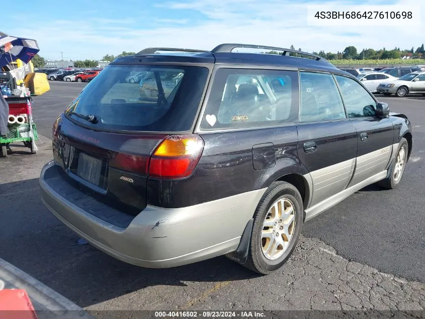 2002 Subaru Outback Limited VIN: 4S3BH686427610698 Lot: 40416502