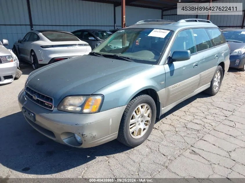 2002 Subaru Outback H6-3.0 Vdc VIN: 4S3BH896427622411 Lot: 40435985