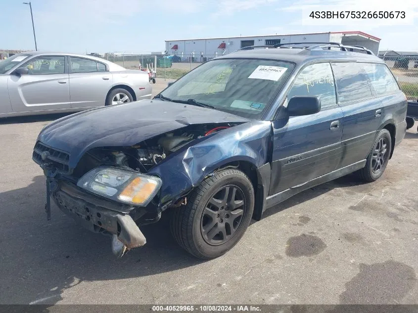 2002 Subaru Outback VIN: 4S3BH675326650673 Lot: 40529965