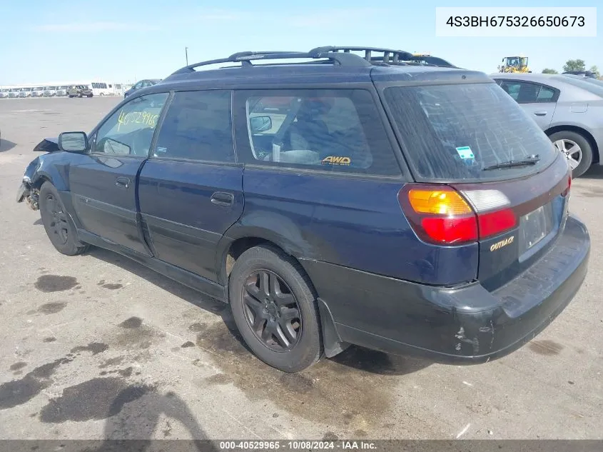 2002 Subaru Outback VIN: 4S3BH675326650673 Lot: 40529965