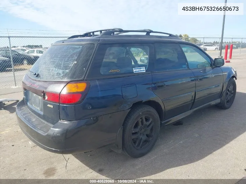 2002 Subaru Outback VIN: 4S3BH675326650673 Lot: 40529965