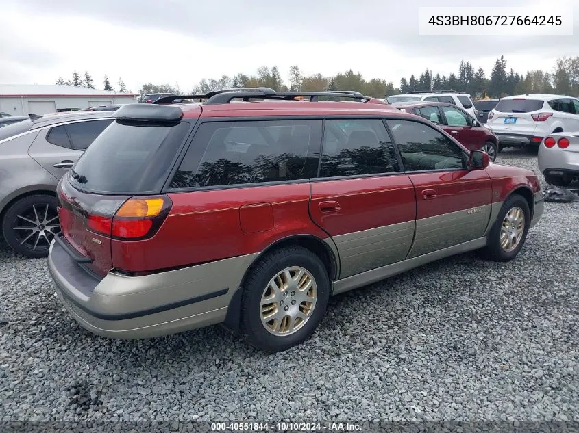 2002 Subaru Outback H6-3.0 L.l. Bean Edition VIN: 4S3BH806727664245 Lot: 40551844