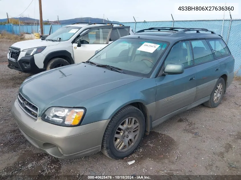 2002 Subaru Outback H6-3.0 L.l. Bean Edition VIN: 4S3BH806X27636360 Lot: 40625476