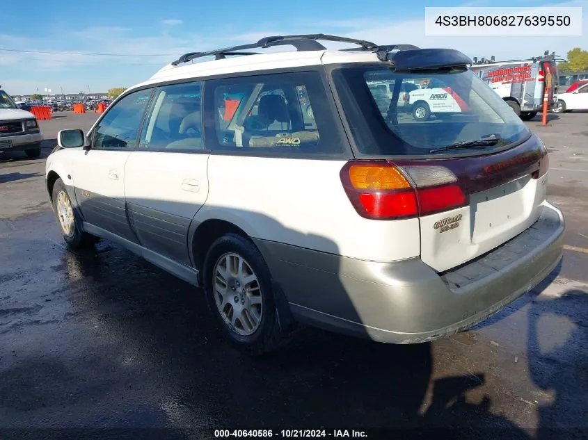 2002 Subaru Outback H6-3.0 L.l. Bean Edition VIN: 4S3BH806827639550 Lot: 40640586