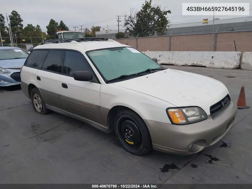 2002 Subaru Outback VIN: 4S3BH665927645196 Lot: 40670798