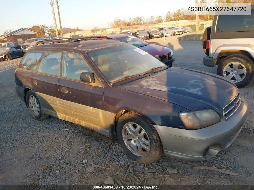 2002 Subaru Outback VIN: 4S3BH665X27647720 Lot: 40681459