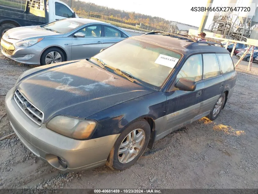 2002 Subaru Outback VIN: 4S3BH665X27647720 Lot: 40681459