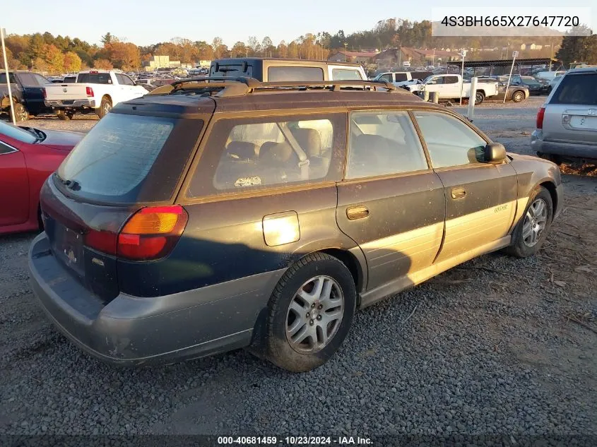 2002 Subaru Outback VIN: 4S3BH665X27647720 Lot: 40681459