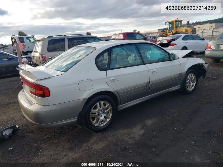 2002 Subaru Outback Limited VIN: 4S3BE686227214259 Lot: 40684374