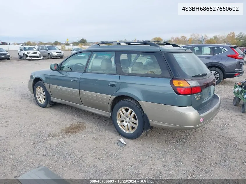 2002 Subaru Outback Limited VIN: 4S3BH686627660602 Lot: 40706603