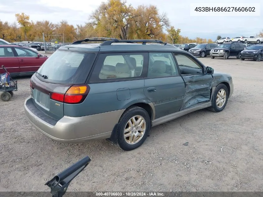 2002 Subaru Outback Limited VIN: 4S3BH686627660602 Lot: 40706603