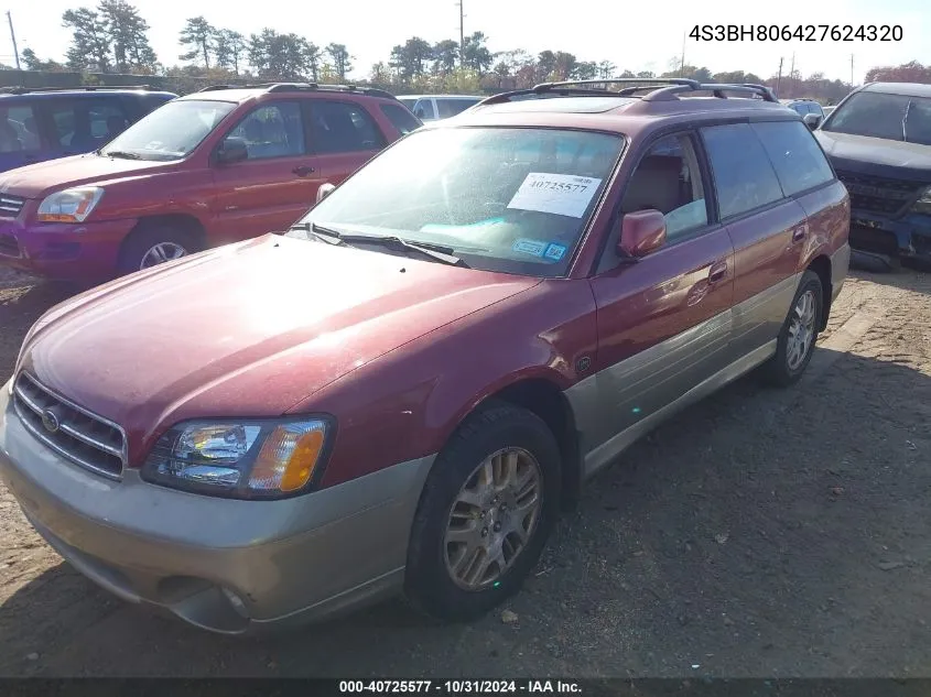 2002 Subaru Outback H6-3.0 L.l. Bean Edition VIN: 4S3BH806427624320 Lot: 40725577