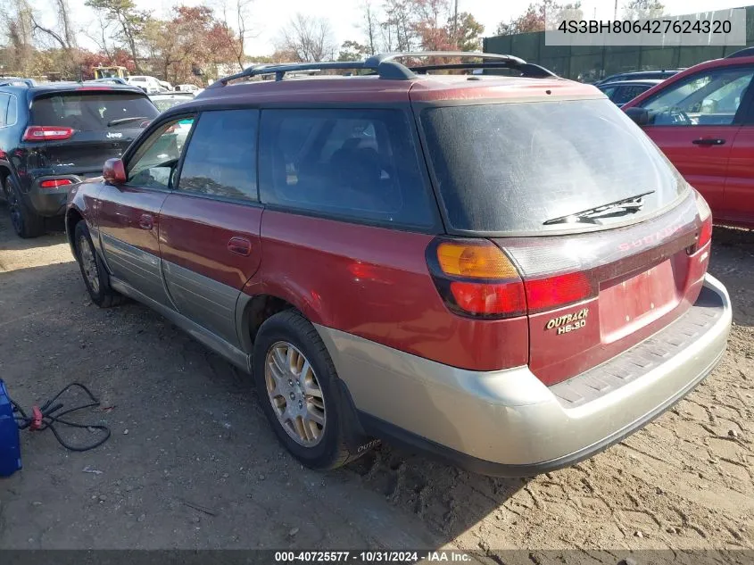 2002 Subaru Outback H6-3.0 L.l. Bean Edition VIN: 4S3BH806427624320 Lot: 40725577