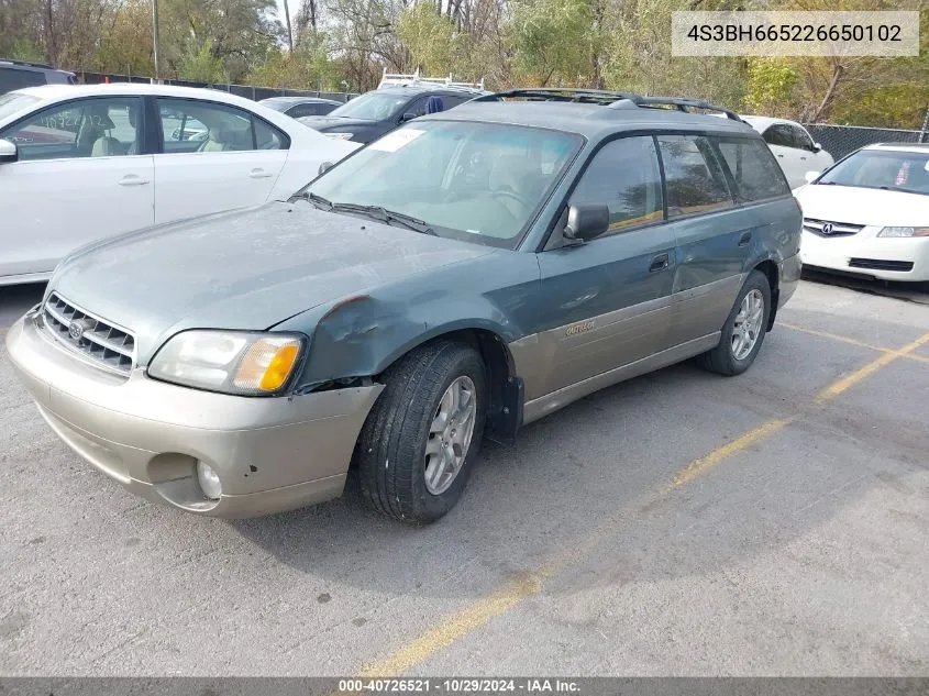 2002 Subaru Outback VIN: 4S3BH665226650102 Lot: 40726521