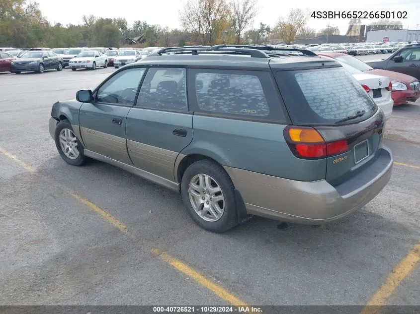 2002 Subaru Outback VIN: 4S3BH665226650102 Lot: 40726521