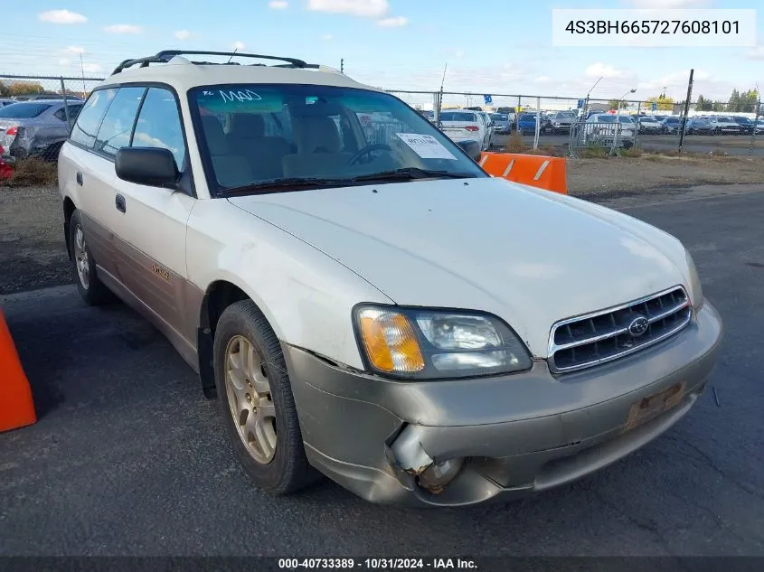 2002 Subaru Outback VIN: 4S3BH665727608101 Lot: 40733389