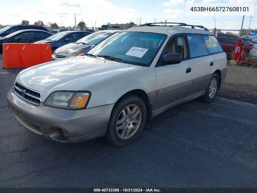 2002 Subaru Outback VIN: 4S3BH665727608101 Lot: 40733389