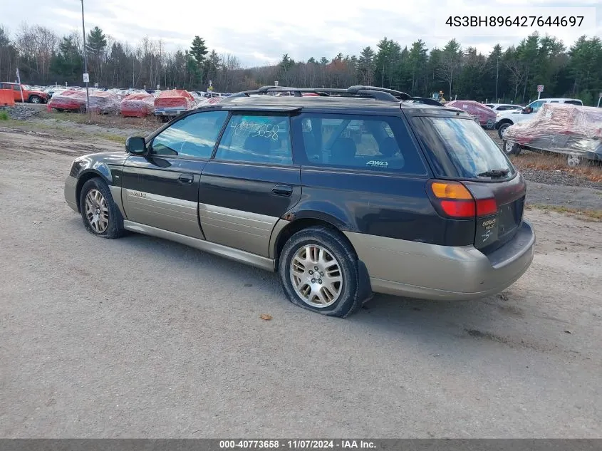 2002 Subaru Outback H6-3.0 Vdc VIN: 4S3BH896427644697 Lot: 40773658