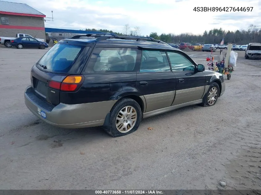 2002 Subaru Outback H6-3.0 Vdc VIN: 4S3BH896427644697 Lot: 40773658