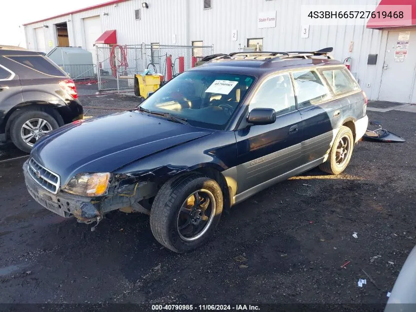 2002 Subaru Outback VIN: 4S3BH665727619468 Lot: 40790985