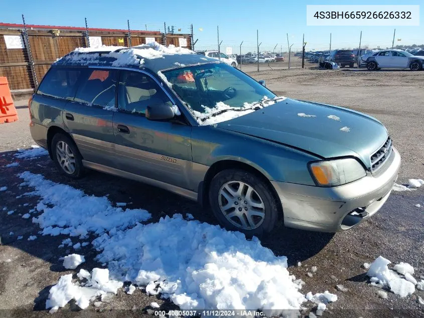 2002 Subaru Outback VIN: 4S3BH665926626332 Lot: 40805037