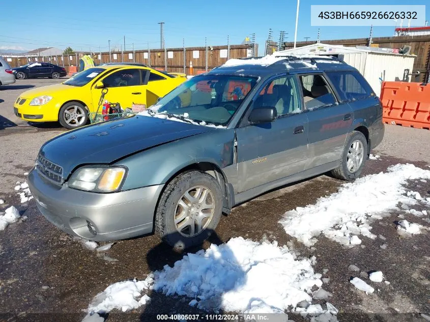 2002 Subaru Outback VIN: 4S3BH665926626332 Lot: 40805037