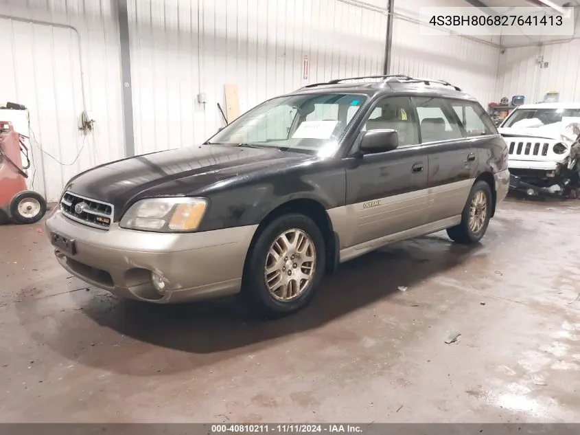 2002 Subaru Outback H6-3.0 L.l. Bean Edition VIN: 4S3BH806827641413 Lot: 40810211