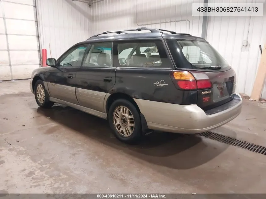 2002 Subaru Outback H6-3.0 L.l. Bean Edition VIN: 4S3BH806827641413 Lot: 40810211