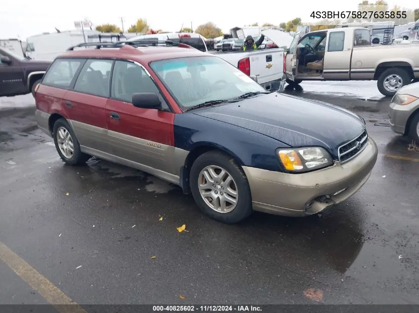 2002 Subaru Outback VIN: 4S3BH675827635855 Lot: 40825602