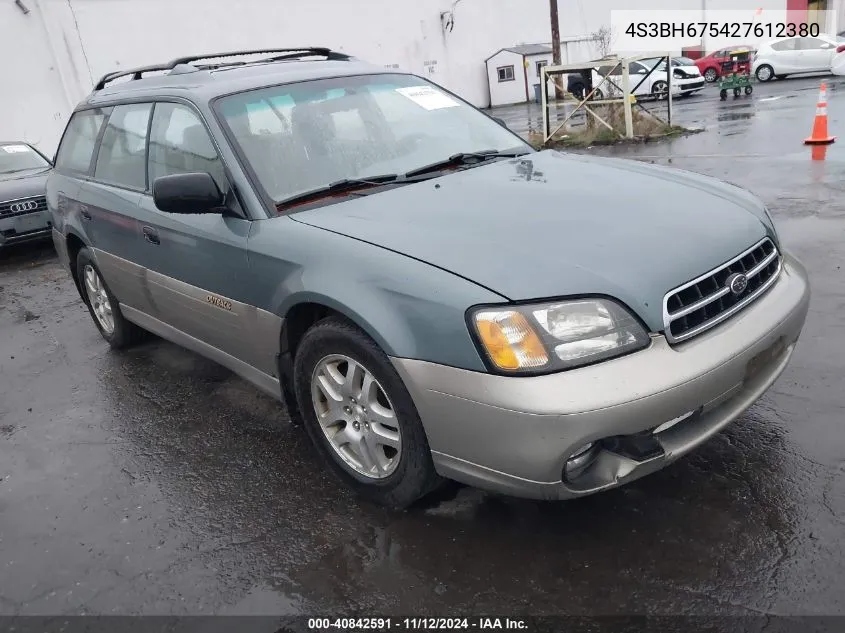 2002 Subaru Outback VIN: 4S3BH675427612380 Lot: 40842591